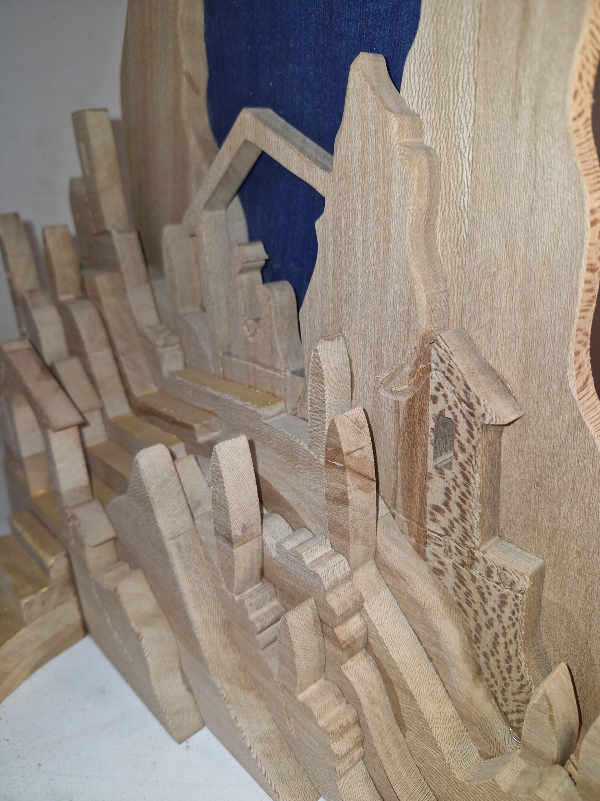 Crèche de Noël moderne multicouche 2D en chêne – Image 14