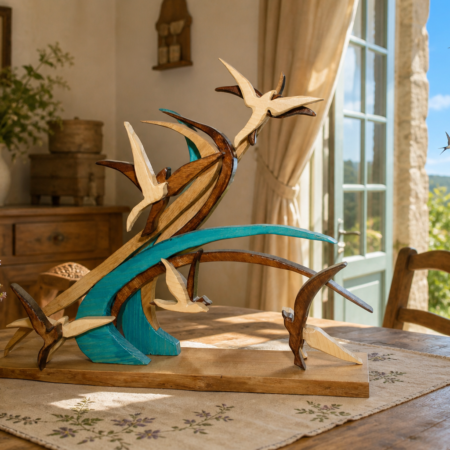 Le Vol des Hirondelles – Structure décorative artisanale en bois