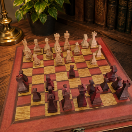 Jeu d'échecs en coffret – Acajou d'Afrique & chêne clair
