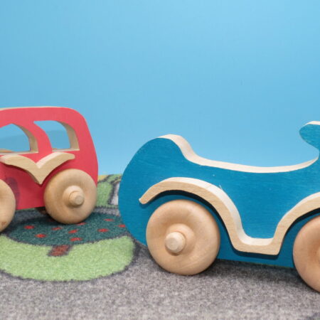 Jouet en bois - Duo des voiture rose et bleu - Idéal pour tapis de jeu - Fabrication artisanal - Made in Bourgogne