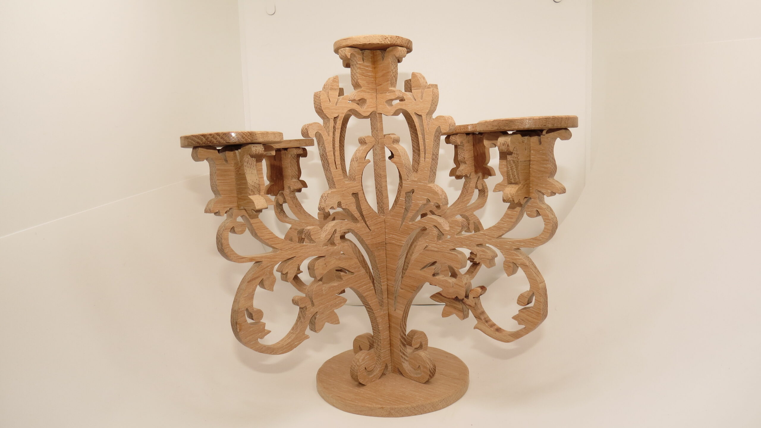 Chandelier 5 branches en chêne recyclé – bougies LED incluses – Image 6