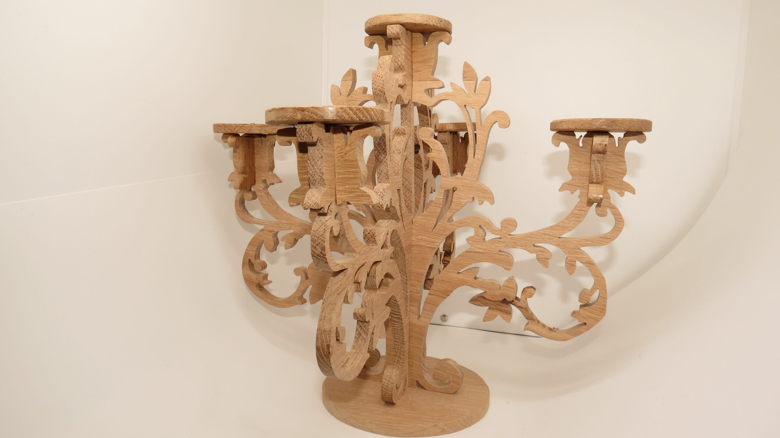 Chandelier 5 branches en chêne recyclé – bougies LED incluses – Image 13